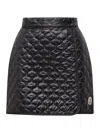 Moncler Quilted Black Skirt With Glossy Finish And Wrap Style In Black