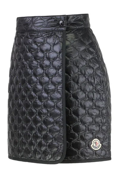 Moncler Padded Mini Skirt With Checked Quilting In Black