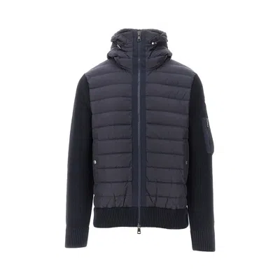 Moncler Padded Nylon And Knit Blouson Jacket In Blue
