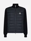 MONCLER PADDED NYLON AND KNIT CARDIGAN