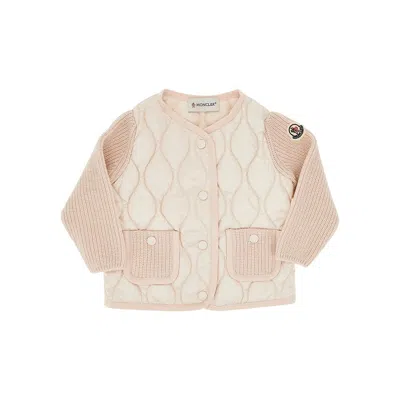 Moncler Kids' Padded Nylon And Wool Cardigan In Multi