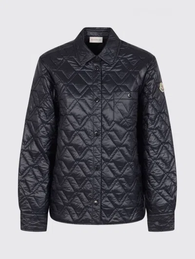 Moncler Padded Nylon Down Shirt In Blue