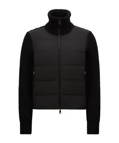 Moncler Padded-panel Cardigan In Black