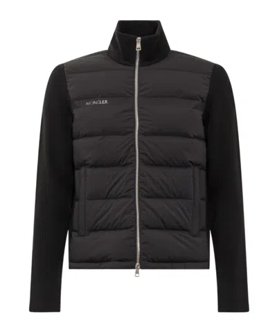 Moncler Padded Panel Zipped Cardigan In Black