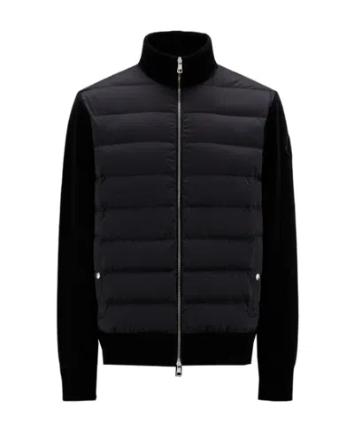 Moncler Padded-panel Zipped-up Jacket In Black