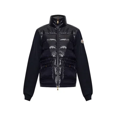 Moncler Padded Panelled Cardigan In Black