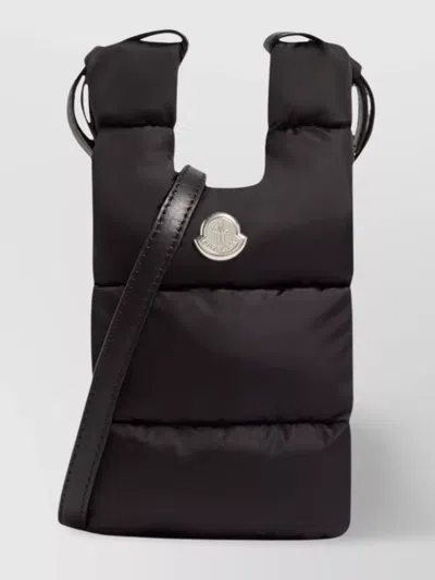 Moncler Padded Quilted Leather Shoulder Bag In Gray