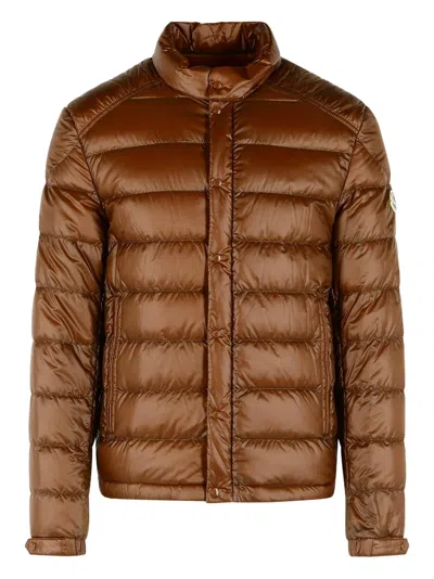 Moncler Padded Quinted Jacket In Brown