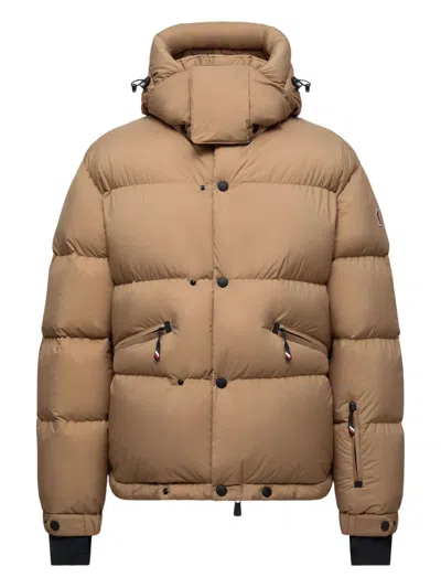 Moncler Coraia Hooded Down Ski Jacket In Gold