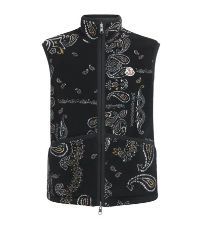 Moncler Padded Reversible Paisley Gilet In Black