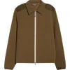 Moncler Padded Seersucker Zip Shirt Jacket In Brown
