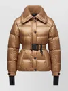 Moncler Padded Ski Jacket With Belt And Hood In Brown