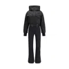 Moncler Ski Suit With Belted Waist And Hood In Black