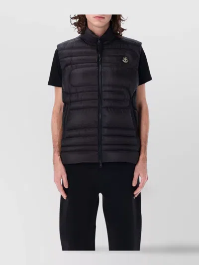 Moncler Padded Sleeveless High Collar Vest In Black