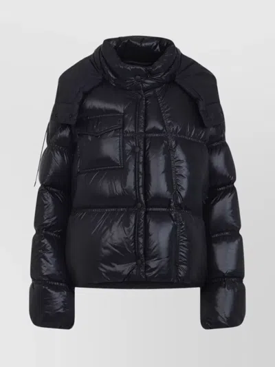 Moncler Padded Stand-up Collar Jacket Hood In Black