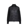 Moncler Padded Wool Cardigan With Zip In Black