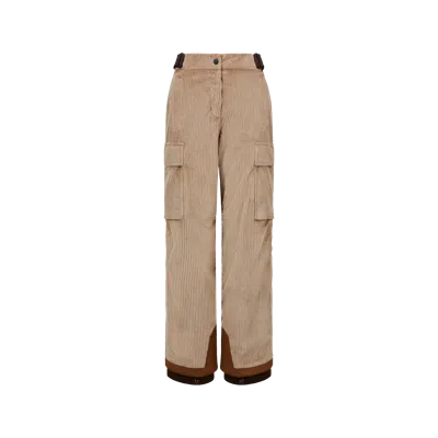 Moncler Padded Technical Corduroy Ski Pants Beige In Brown