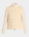 Moncler Padded Teddy & Wool Cardigan In Neutral