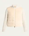 Moncler High Collar Padded Jacket Drawstring Hem In Neutral
