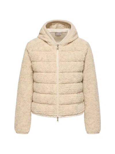 Moncler Teddy Padded Zip-up Hoodie In Metallic