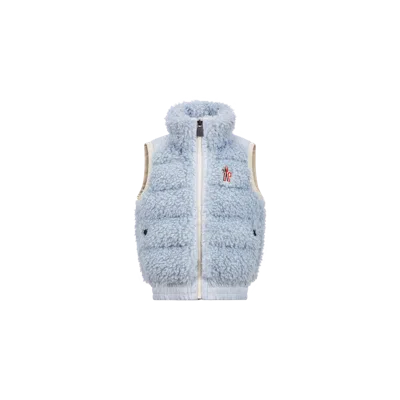 Moncler Kids' Padded Teddy Vest Blue In Medium Blue