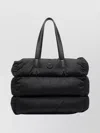 Moncler Padded Tote Bag Adjustable Shoulder Strap In Black