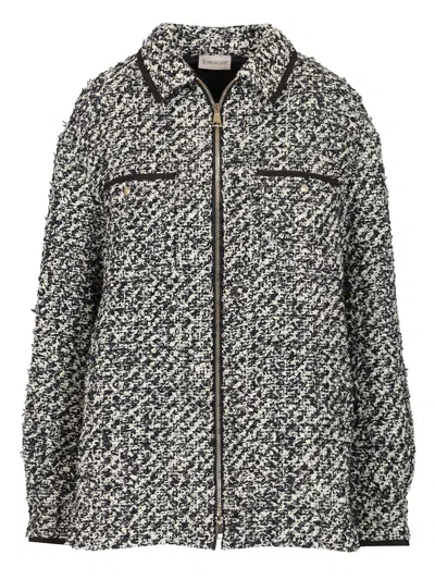 Moncler Padded Tweed Shirt Jacket In Black