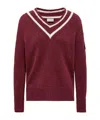 Moncler Burgundy Padded V-neck Sweater