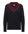 Moncler Wool Blend Sweater With Stripe And Patch