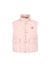 Moncler Biois Down Gilet Stand Collar Zigzag Quilted Technical Fabric In Pink