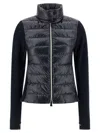 Moncler Blue Wool Zip-up Padded Cardigan In Black