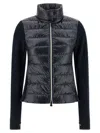 Moncler Blue Wool Zip-up Padded Cardigan In Multi