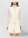 Moncler Padded Vest With High Collar And Pockets In White