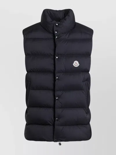 Moncler Padded Vest With High Collar Design In Blue