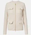 Moncler Logo Ribbed Wool And Shell Cardigan In Neutral