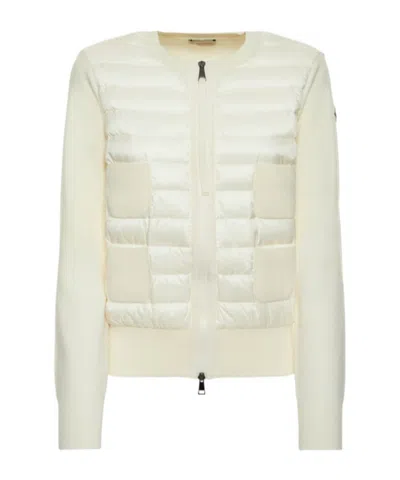 Moncler Padded Virgin Wool Zip-up Down Cardigan In White
