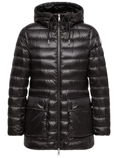 Moncler Padded Water-repellent Coat With Adjustable Hood - Size 0 In Black