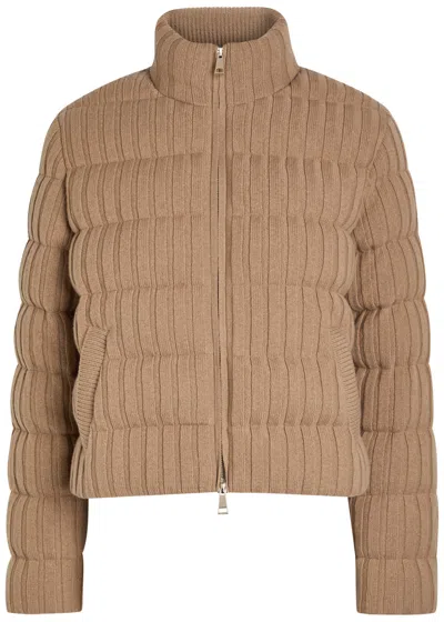 Moncler Padded Wool And Cashmere-blend Jacket In Brown