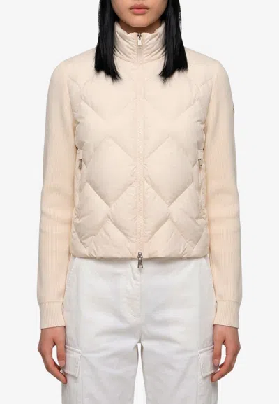Moncler Padded Wool And Cashmere Cardigan Jacket In Animal Print