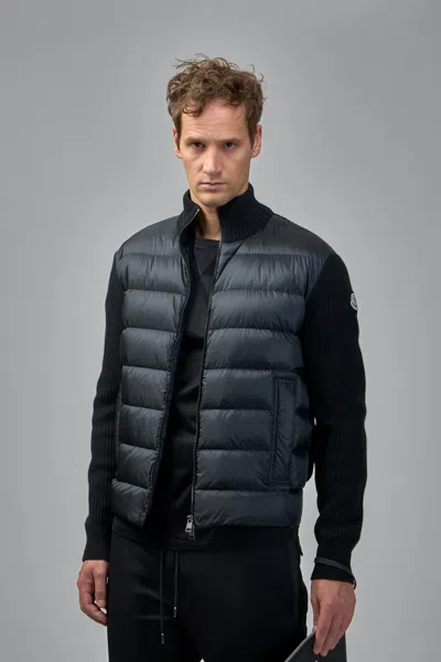 Moncler Padded Wool & Cashmere Zip-up Cardigan In Green