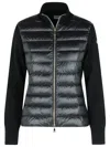 Moncler Padded Wool And Nylon Cardigan With Black Zip In Black
