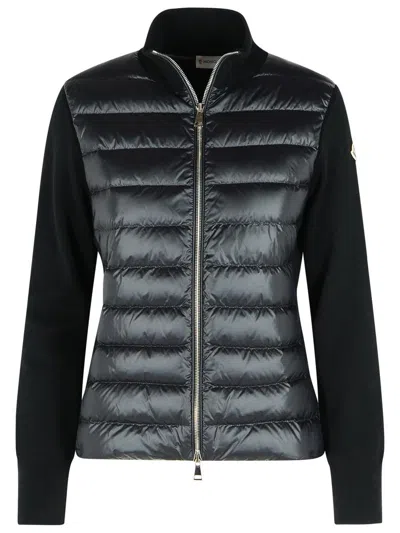 Moncler Padded Wool And Nylon Cardigan With Black Zip