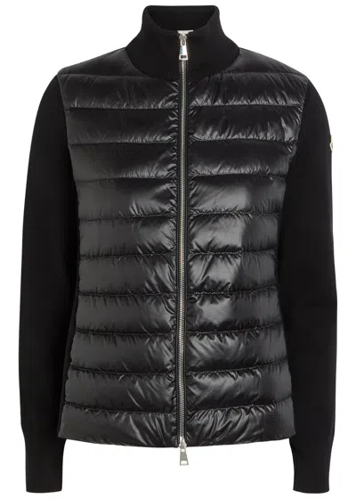 Moncler Padded Wool And Nylon Jacket In Black