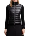 Moncler Women Padded Wool Cardigan With Zip In Black