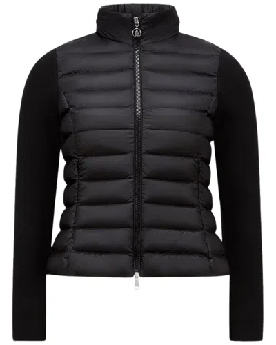 Moncler Padded Wool-blend Cardigan In Black