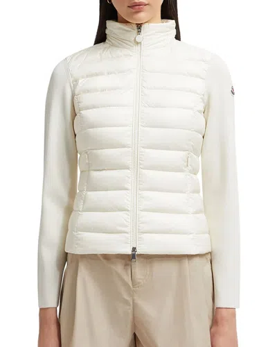 Moncler Padded Wool-blend Cardigan In White