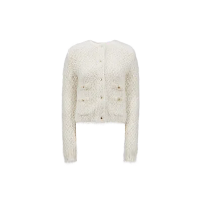 Moncler Padded Wool Blend Cardigan, Women, White, Size: S