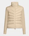 Moncler Padded Wool Cardigan In Nude