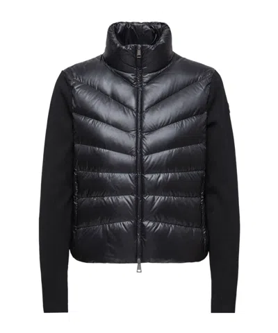 Moncler Padded Wool Cardigan In Black