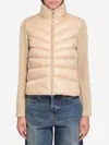 Moncler Padded Wool Cardigan In Beige